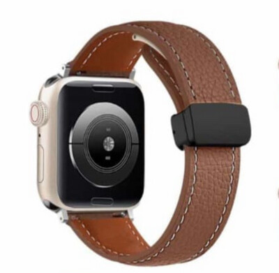 Strap Apple Brown Leather Lock Comfortable Magnet Size (42-44-45-49)