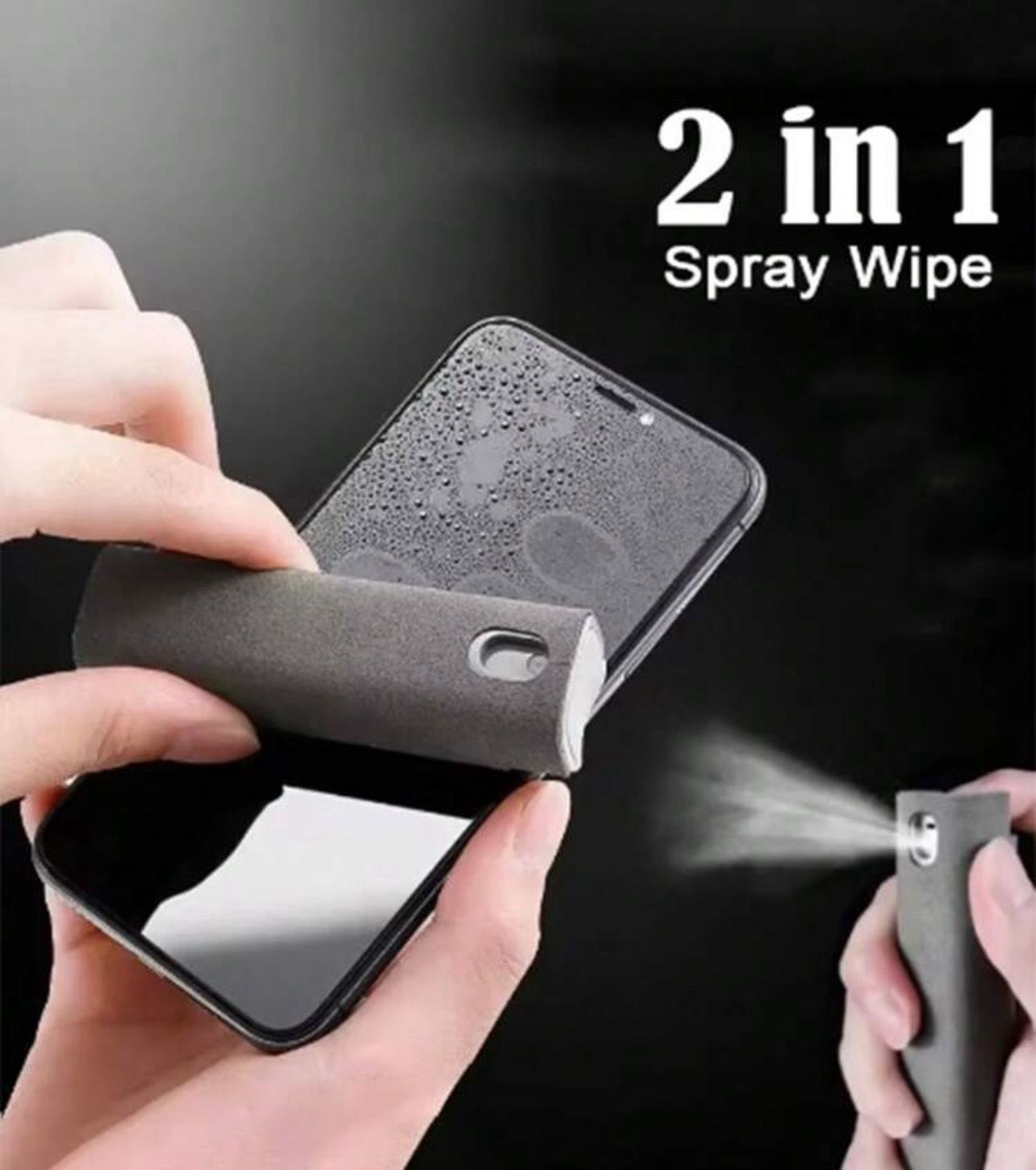 2 in 1 screen and phone cleaner, spray, fill as you like, and comes with a soft microfiber cloth on the screen, so the screens do not slip, and can be put in the pocket