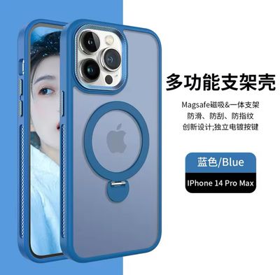 Transparent case with an elegant character, strong protection with magnets and wireless charging magsafe with a sword with a stand
