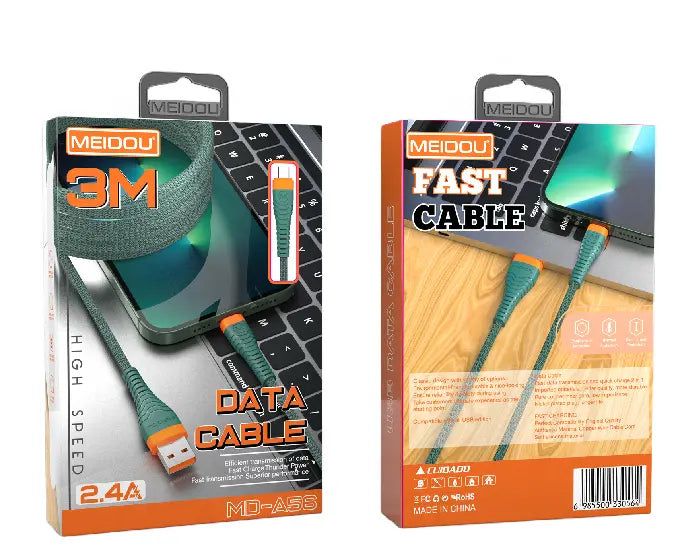 Meidou cable 3 meter &amp; 2 meter long type-c and lighting