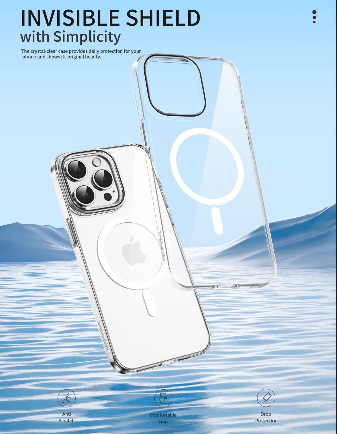 Featherweight Crystal Case, Light Transparent, Strong Shock Protection, Equipped with a MagSafe Charging or Gripping, non-yellowing , Chain Buttons