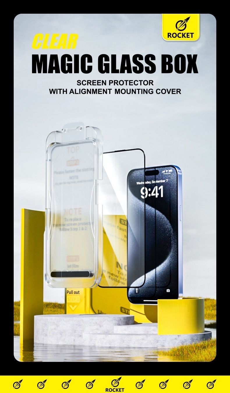 The original Rocket protection is distinguished by its installation assistant, so you can install it at home with ease. It has strong protection against breakage. It is available in transparent and clear shading against privacy screens.