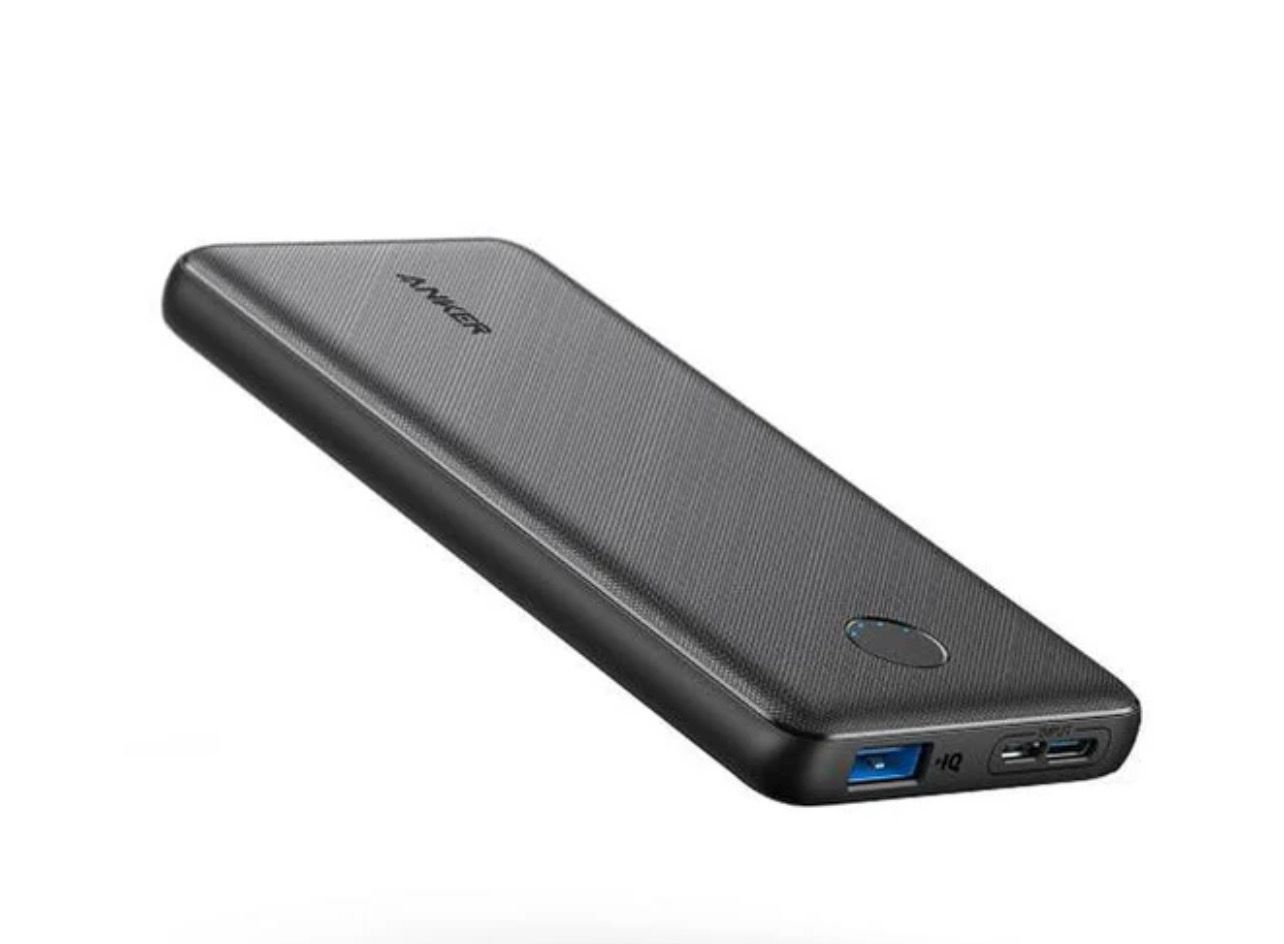 Anker Slim 10,000mAh Power Bank with up to 46 hours of extra power, 3 port Type-C, USB, and Micro ports