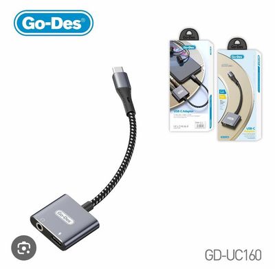audio adapter usb-c fast charge + music port aux for phones and ipads