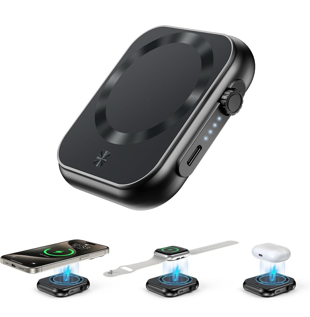 3 in 1 MagSafe Magnetic Power Bank for iPhone, Watch and Headphones, Fast Wireless Charging with a Power of 5,000, Very Distinctive Jawad Design