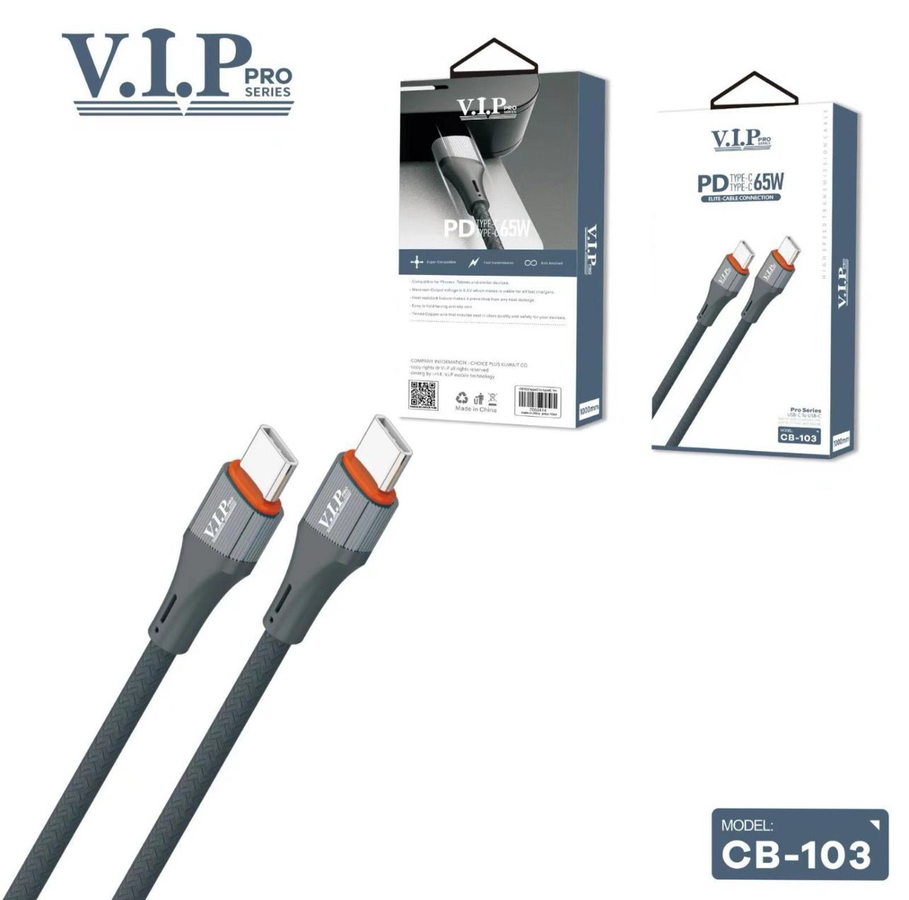 Cable fast charch 65W type-c to type-c 1m