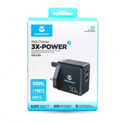 Adapter One Most Dual Type-C Ports 50W Fast Charging One Year Warranty for All Devices