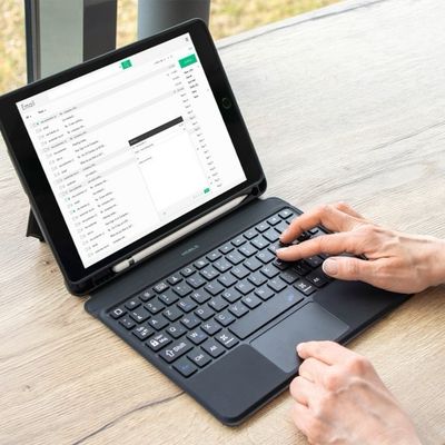 iPad case with keyboard and mouse, Bluetooth, magnetic, with pen holder, black
