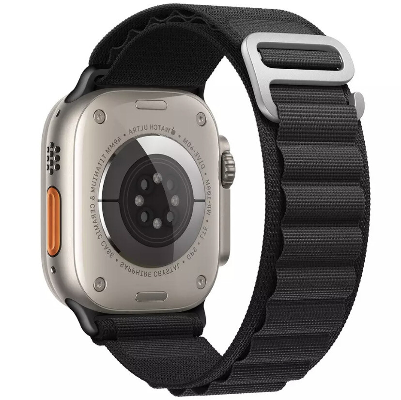 Ultra band for apple watch loop size 42-44-45-46-49 Stylish sporty character in distinctive 4 colors, Color for size (42-44-45-49): اسود