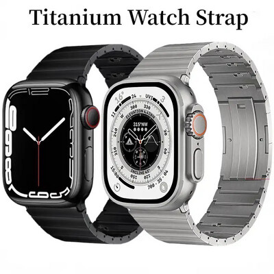 Titanium strap in three colors for the Apple Watch, size 42-44-45-46-49 Perfect weight, high quality black Silver blue