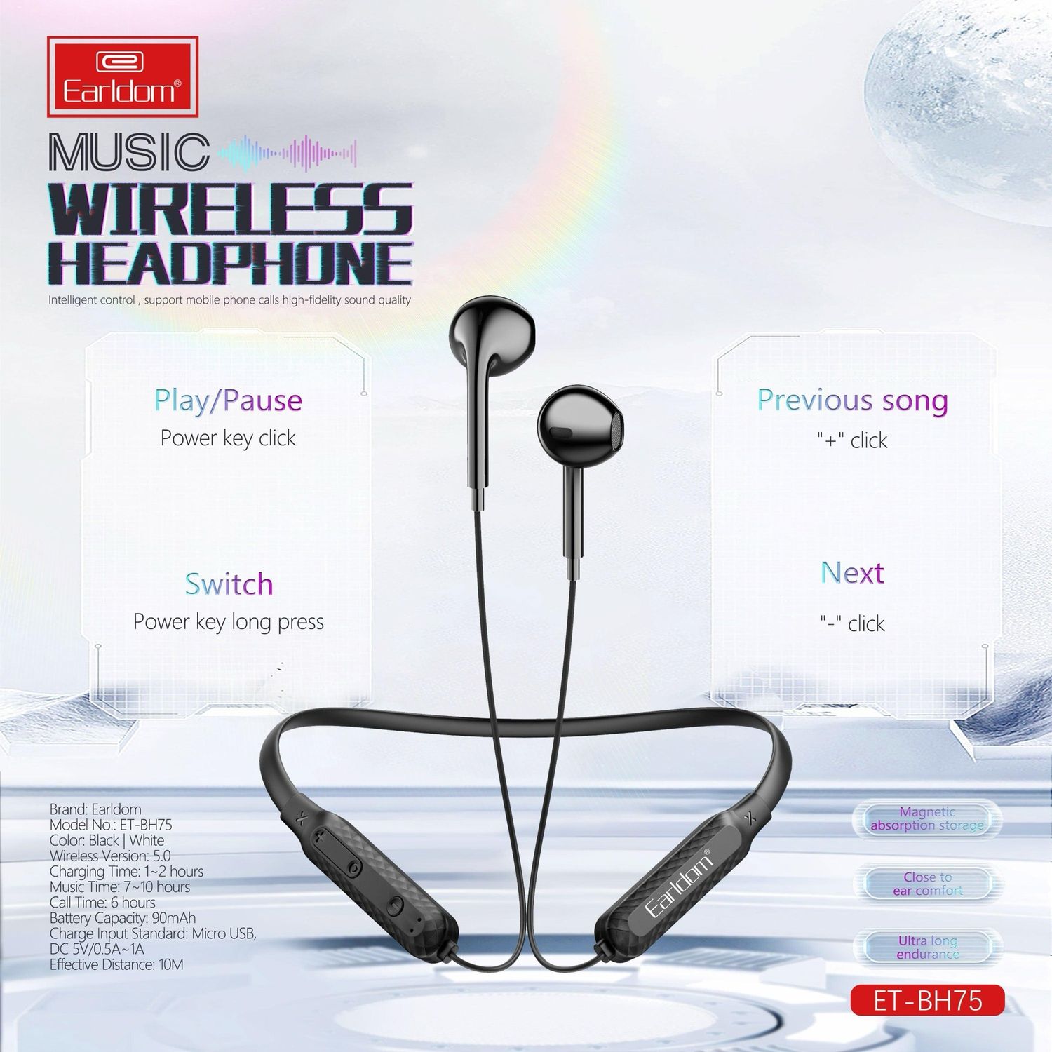 Sport Bluetooth Headset Standby for up to 150 days, continuous use for up to 10 hours, high sound quality