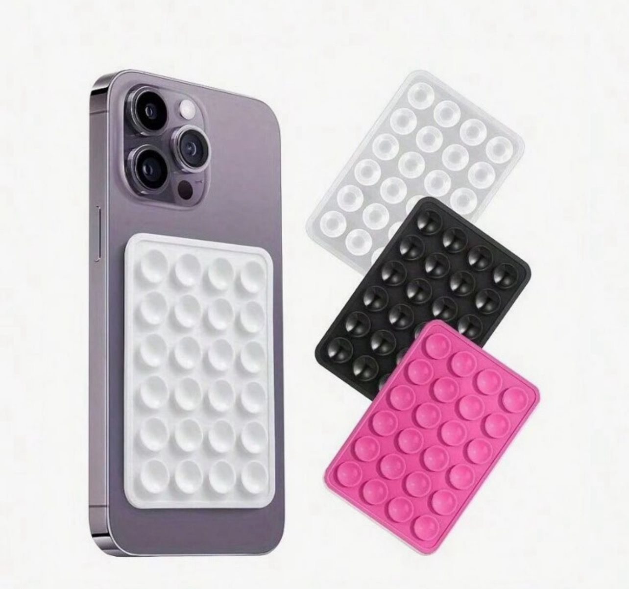 A sticky phone holder bubbles that can be phone holder, by pressing the air. You can but your phone on a glass or a smooth place. It is an alternative to a stand. It is useful for clubs and mirrors.