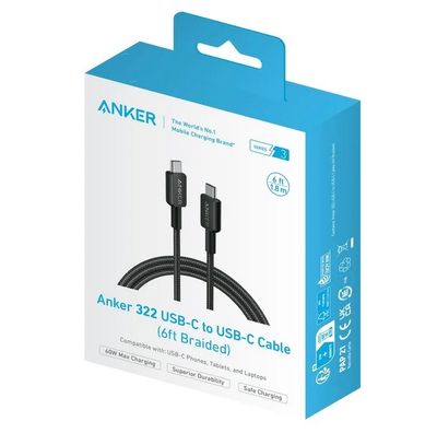 Anker Fast Charging Cable, Up to 60W, 1.8m, Type-C to Type-C