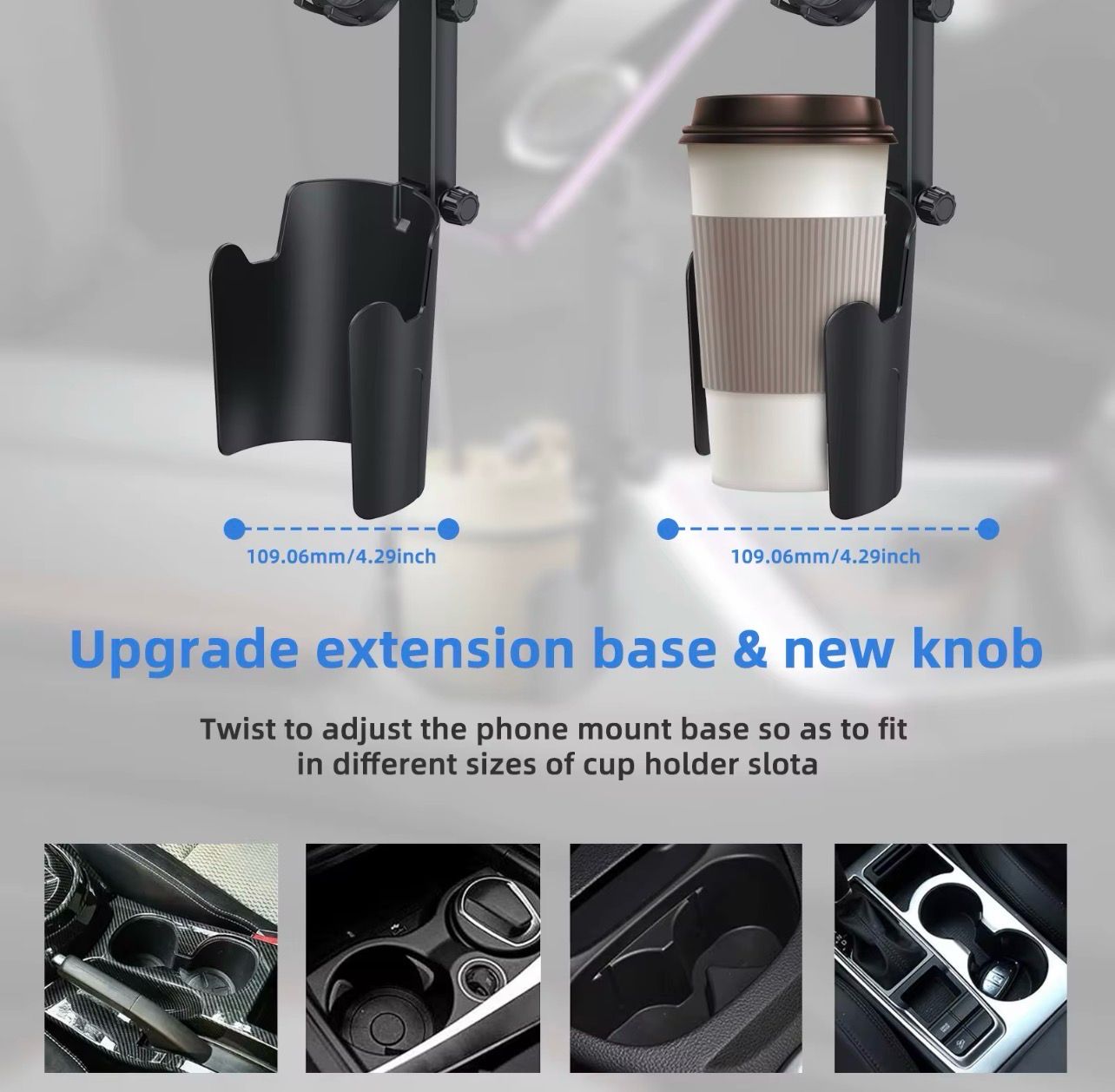 The mobile cup holder clips  for the car is fixed without filling the cup space. You can use the cup and the stand together.