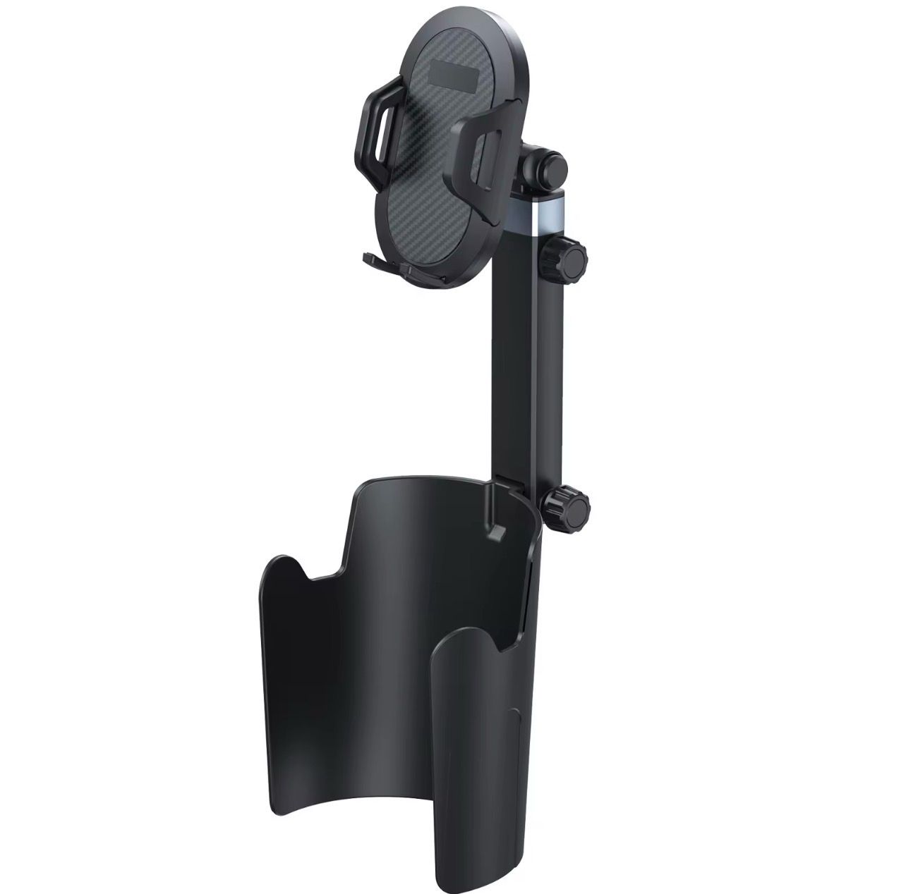 The mobile cup holder clips  for the car is fixed without filling the cup space. You can use the cup and the stand together.