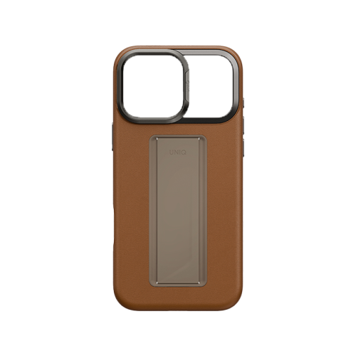 Case Uniq Hybrid Heldro Pro Robust protection, elegant leather, supports MagSafe , magnetically attaches for charging or use as a stand, with a comfortable grip and camera stand