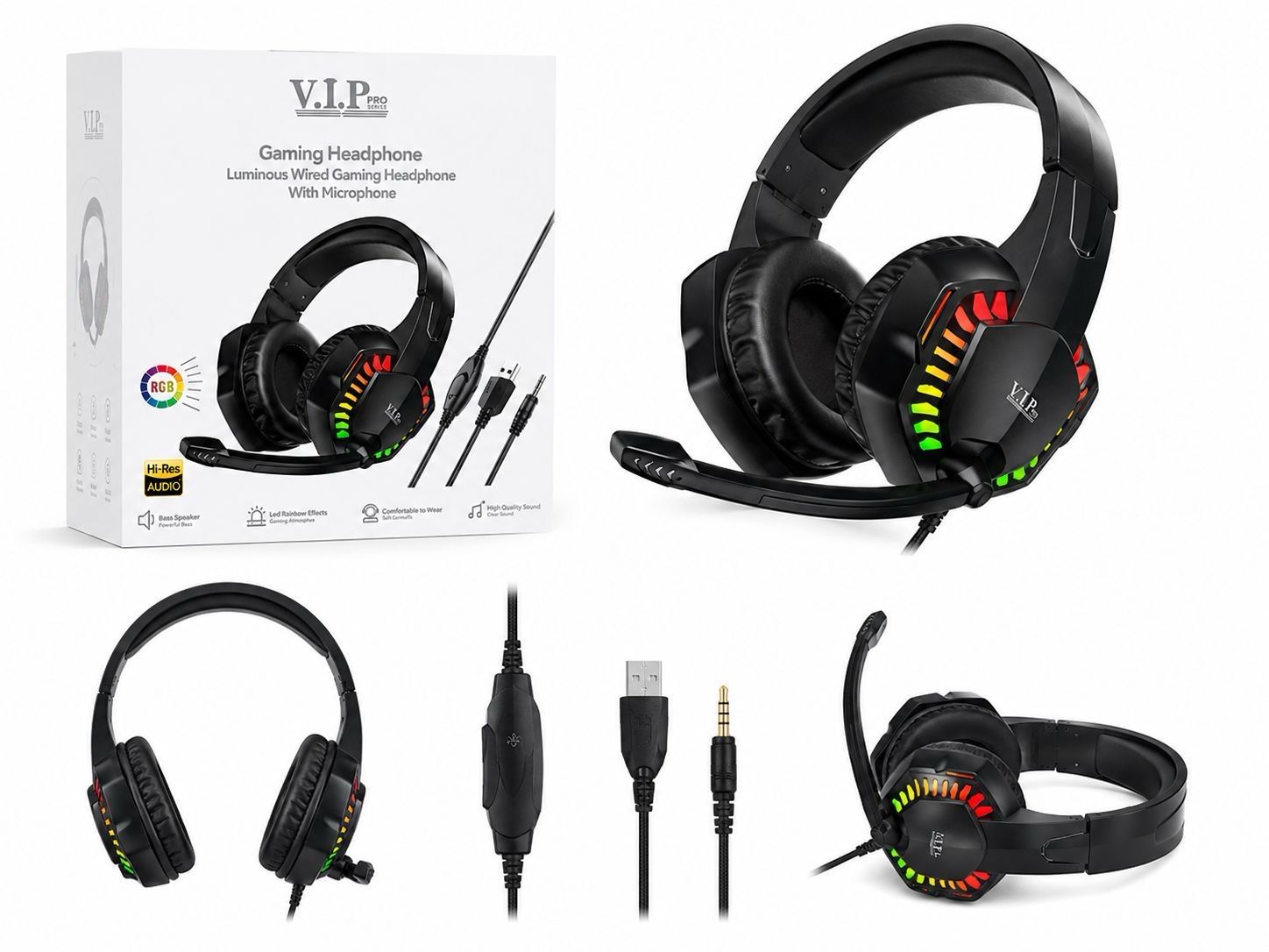 Pro Headset Gaming black color ps4 + ps5