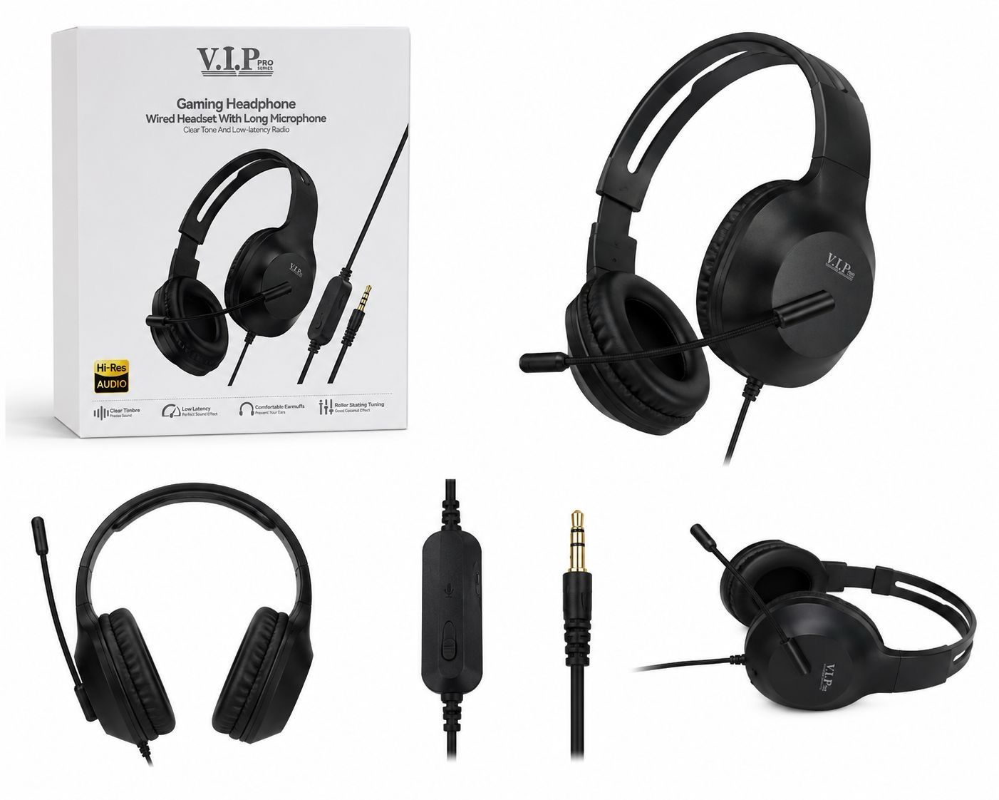 Clear Headset Gaming black color ps4 + ps5