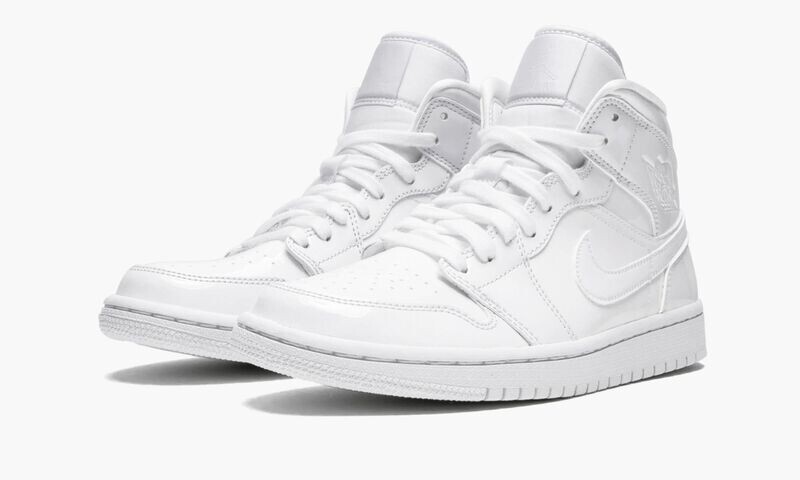 JORDAN AIR JORDAN 1 MID "Triple White Patent Leather"
