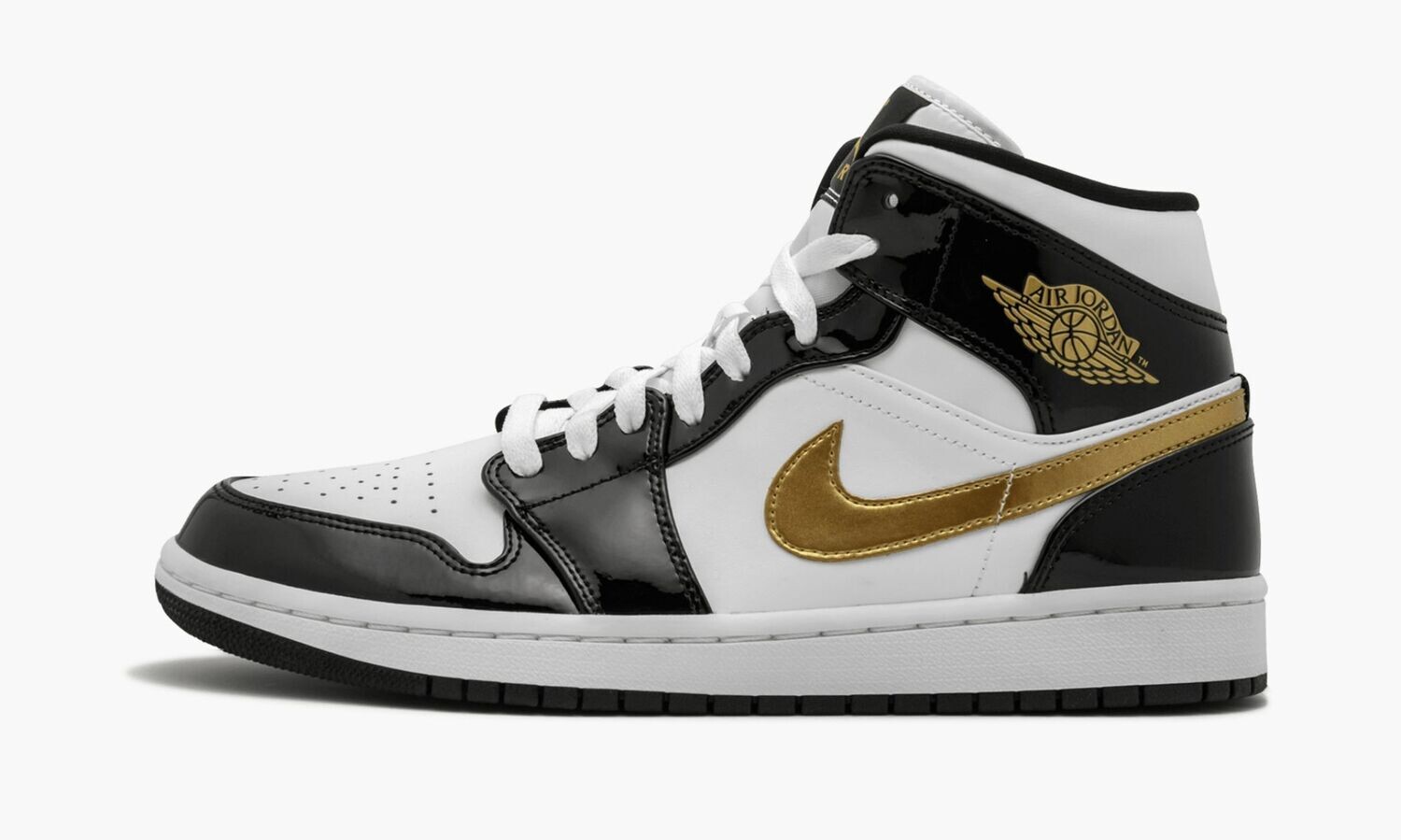 JORDAN AIR JORDAN 1 MID SE &quot;Black Gold Patent Leather&quot;