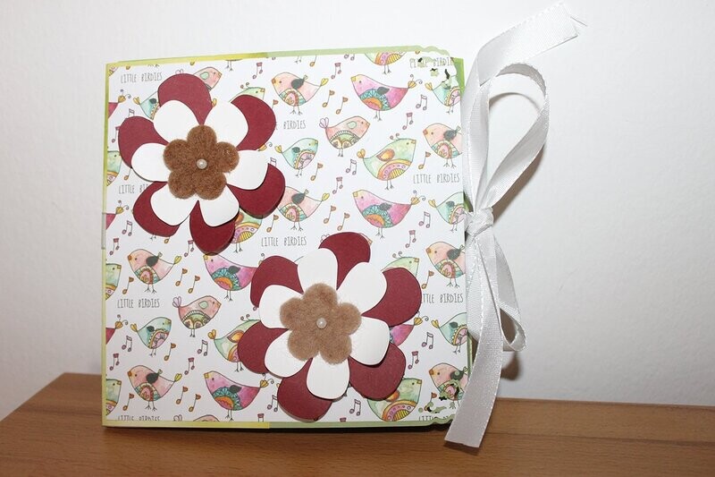 Flip Flap Minialbum - Vögelchen und Filzblüte