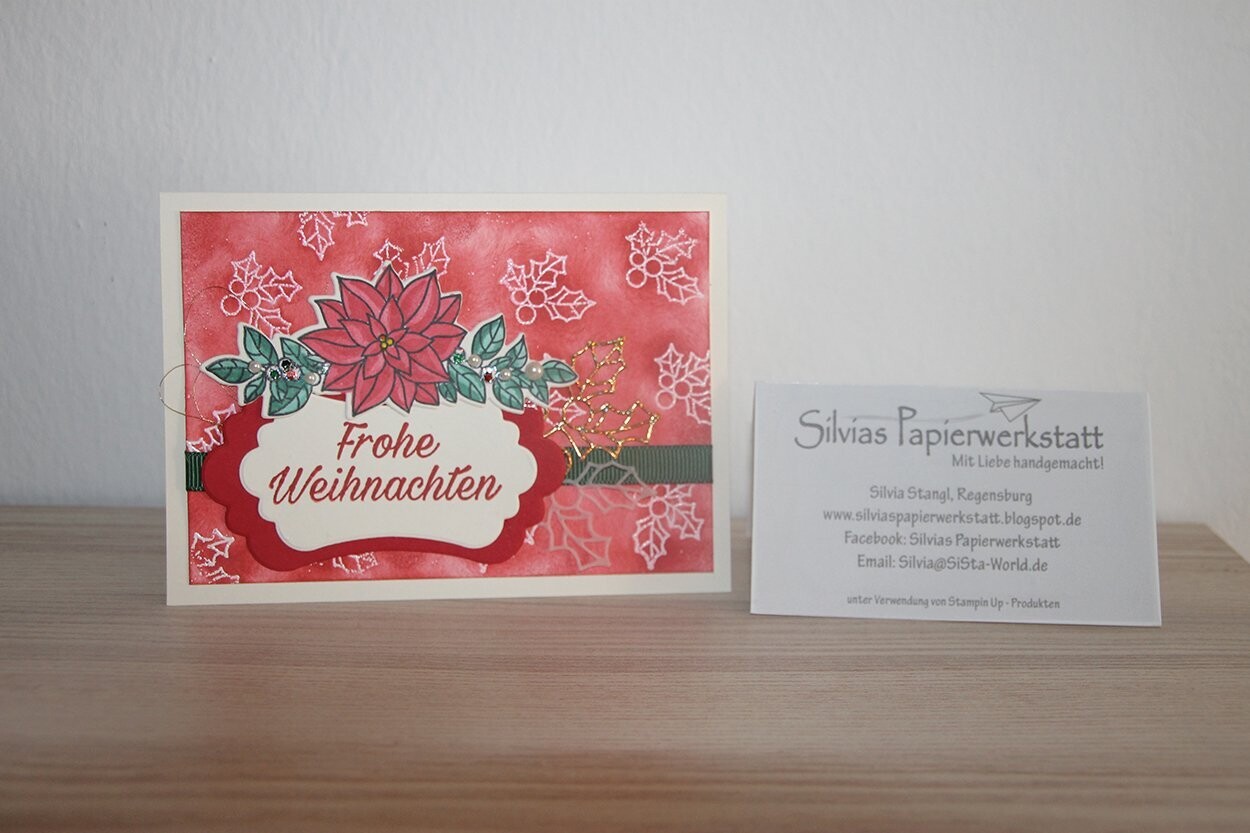 Weihnachtskarte - Weihnachtsstern mit Glitzer