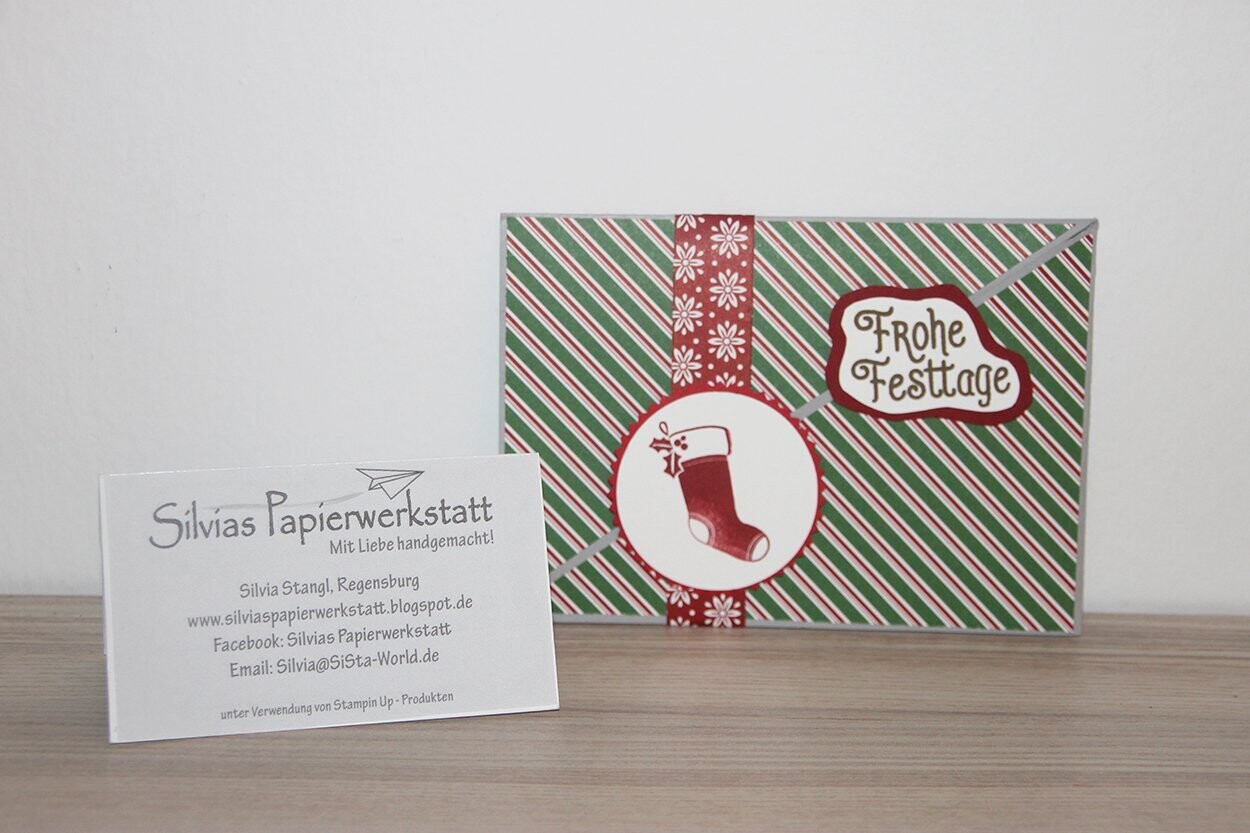 Weihnachtskarte - Weihnachtssocke mit Streifen