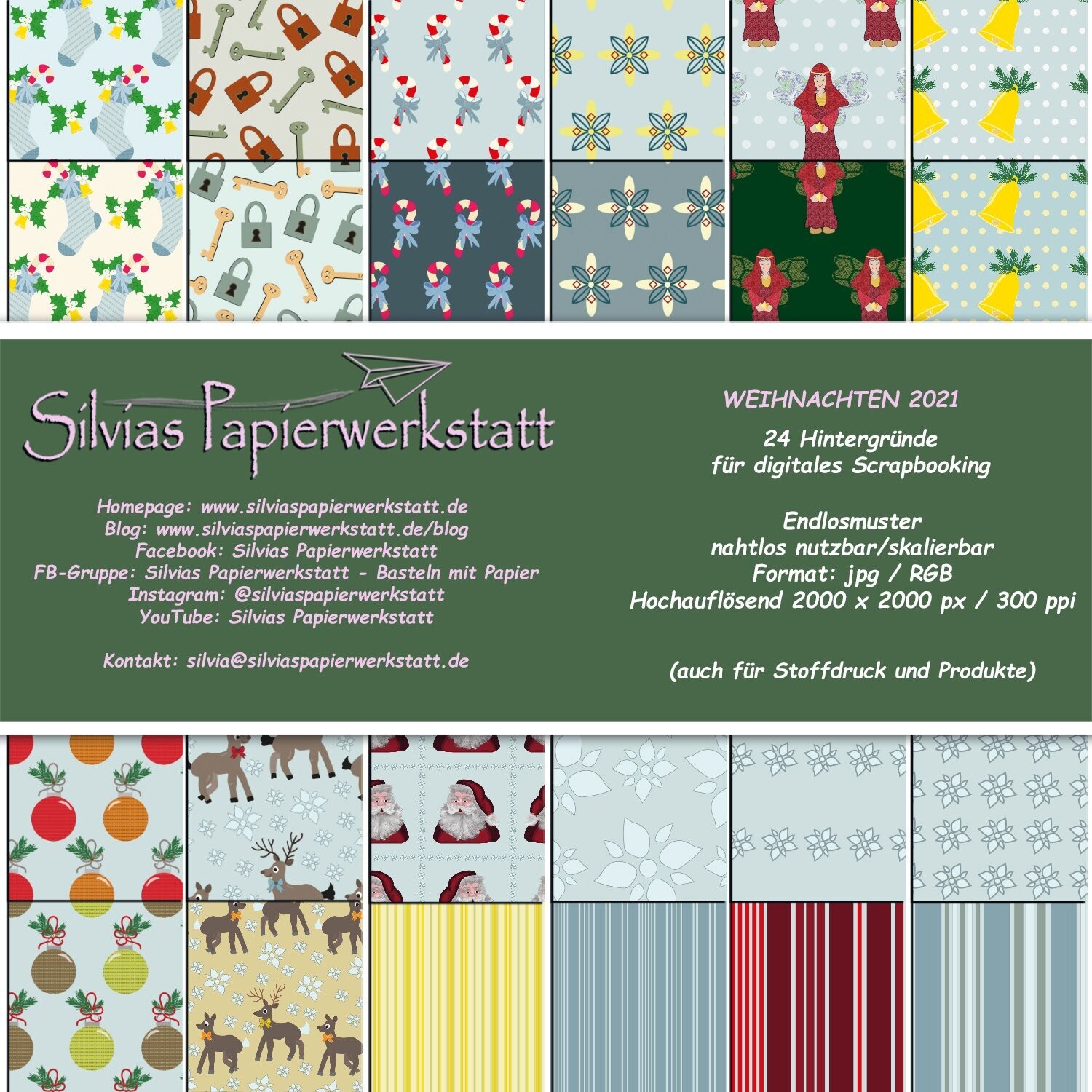 WEIHNACHTEN 2021 - Endlosmuster für digitales Scrapbooking