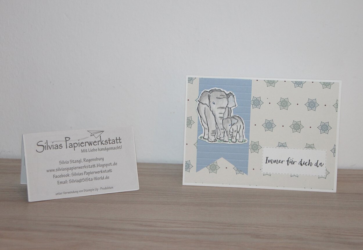 Kinderkarte - Elefantenmama und -kind