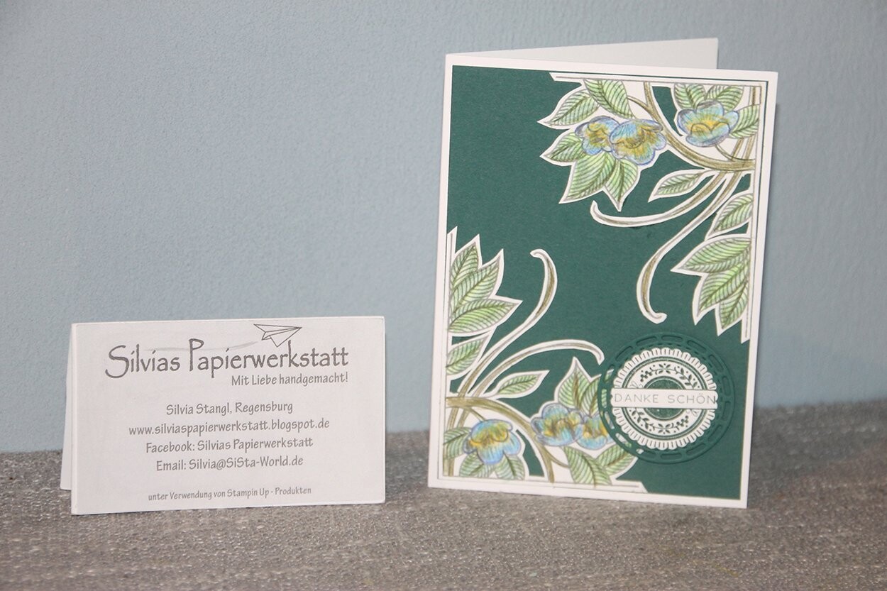 Danke - Grün mit Blütenranken
