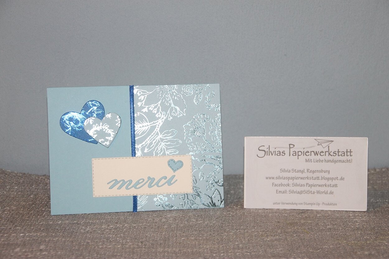 Danke - Merci - mit Glitzerherzen