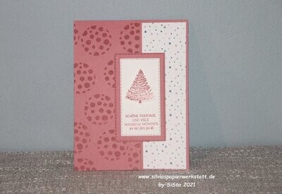 Weihnachtskarte mit Gutscheinfach - Punkte und Bäumchen