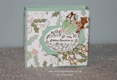 Teebeutelbüchlein - Mintgrün mit Ilexbeeren