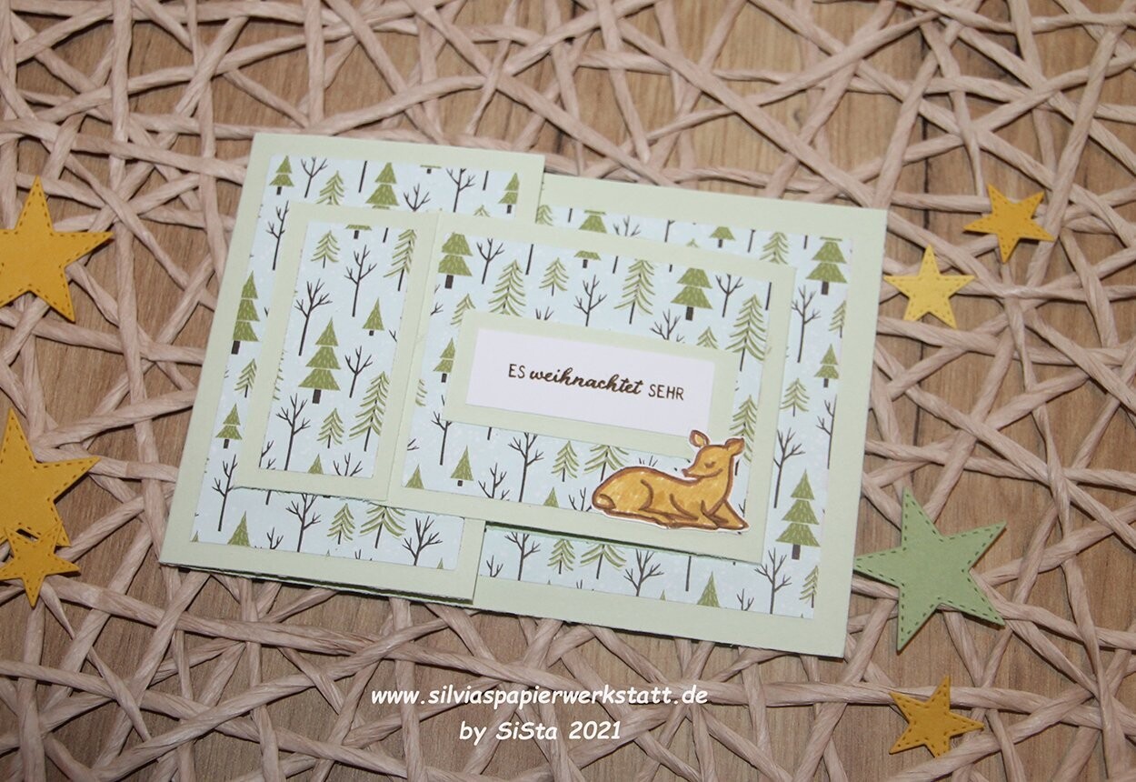 Weihnachtskarte - Joy-Fold-Card mit Reh