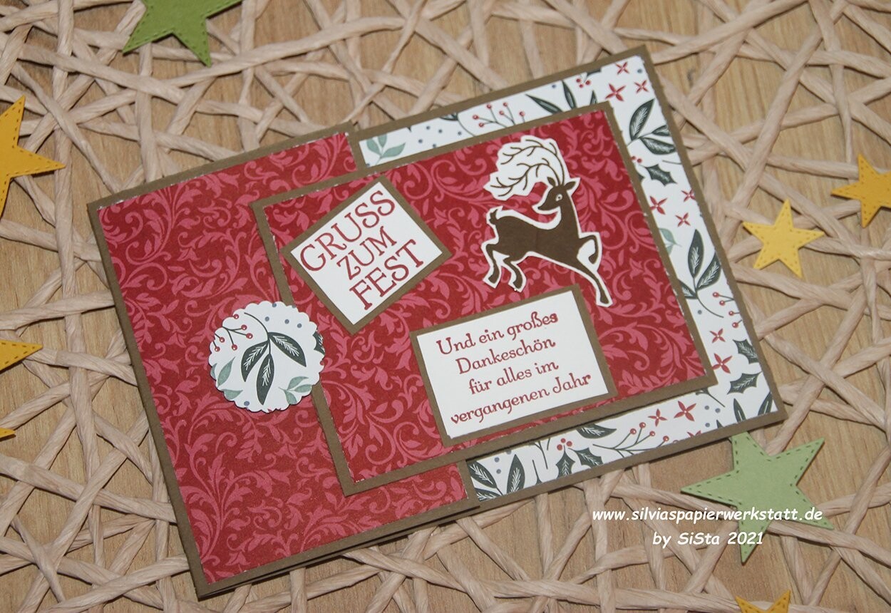 Weihnachtskarte - Joy-Fold-Card mit Hirsch