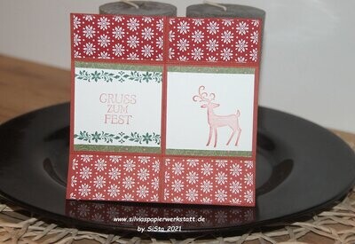 Weihnachtskarte/Endloskarte - mit Hirsch