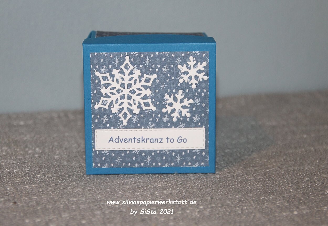 Adventskranz to Go - Blau mit Sternflocken