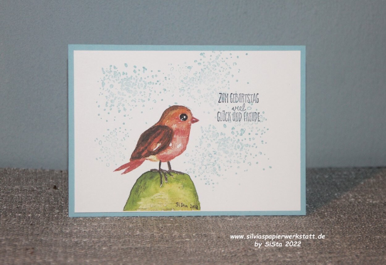 Aquarell - Vögelchen zum Geburtstag