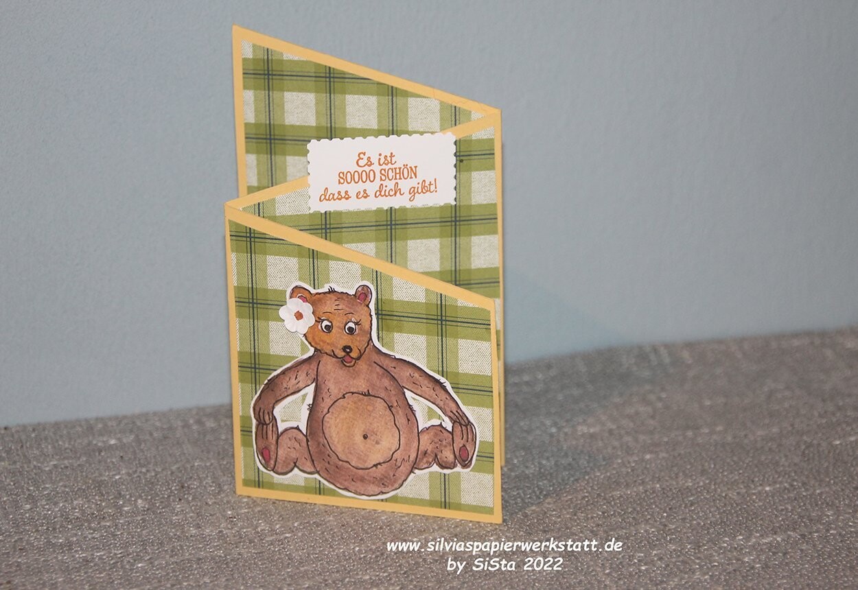 Aquarell - Teddybärin / Z-Fold-Card
