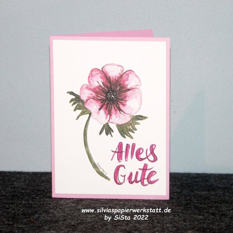 Alles Gute  - Aquarell-Anemone