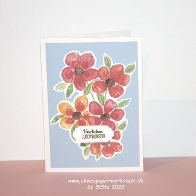 Herzlichen Glückwunsch - Aquarell Blümchen Herzlichen Glückwunsch - Aquarell Blümchen