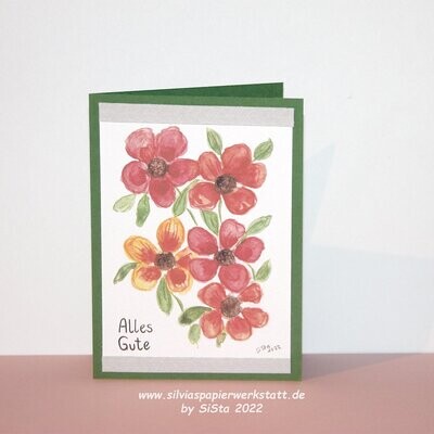 Alles Gute - Aquarell Blümchen