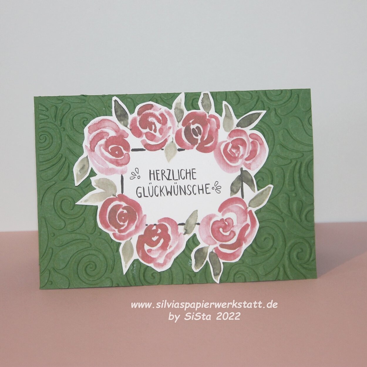 Herzliche Glückwünsche - Aquarell Rosen