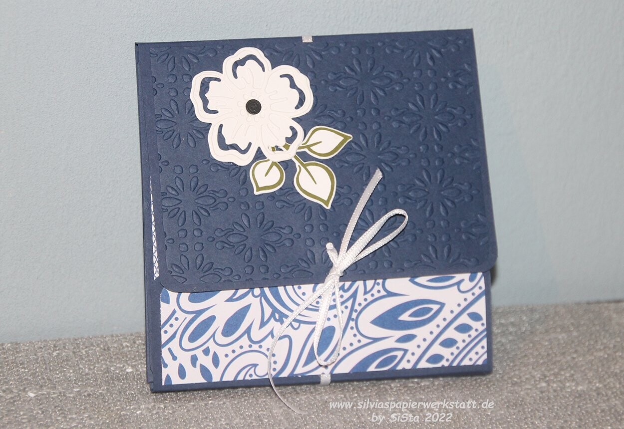 Mini-Klappalbum Blau-Weiss Blüten