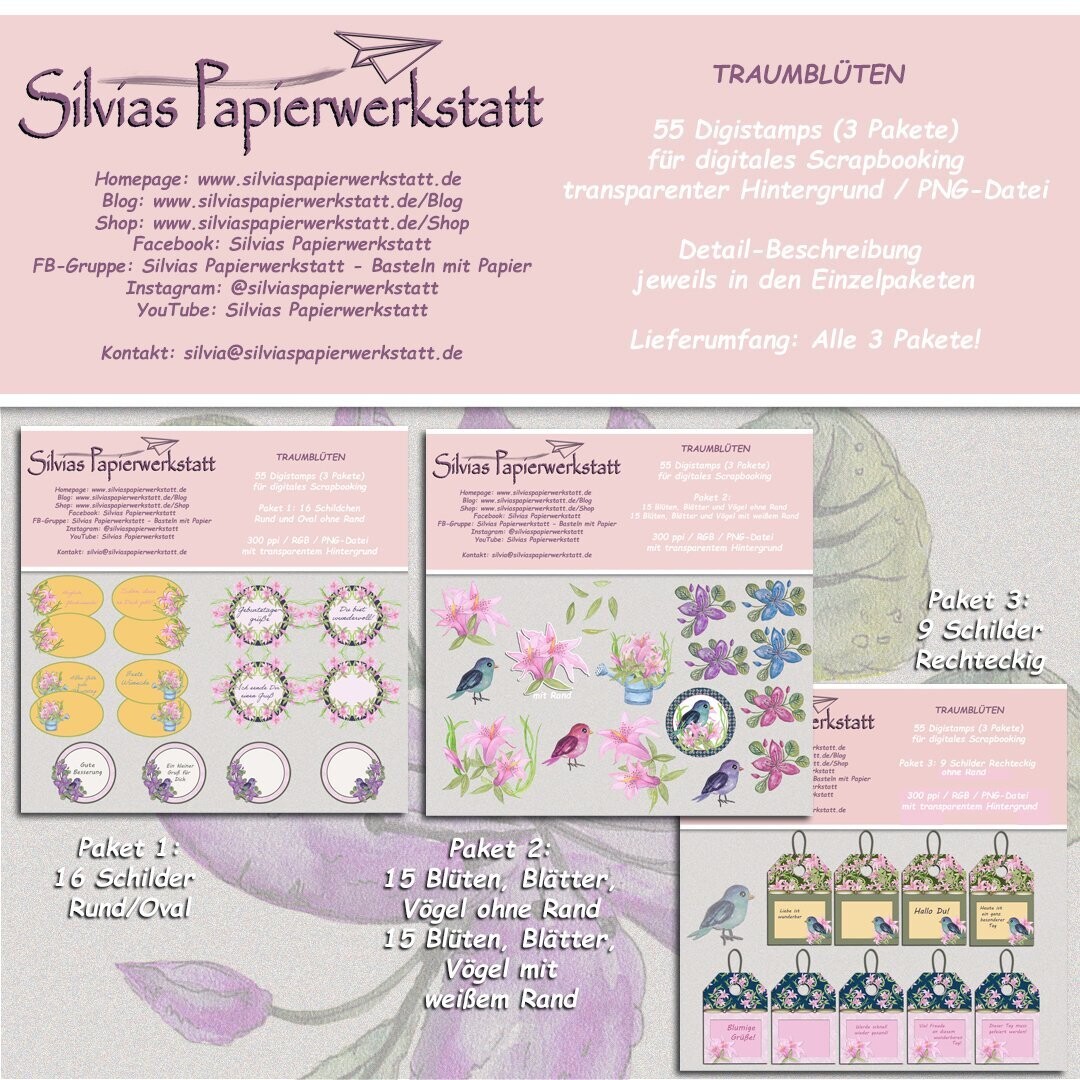 TRAUMBLÜTEN - Digistamps/Sticker für DIGITALES Scrapbooking