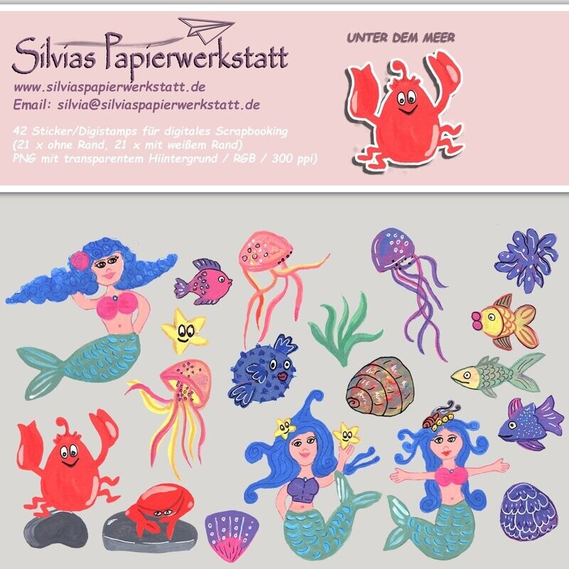 Unter dem Meer - Digistamps/Sticker für digitales Scrapbooking Unter dem Meer - Digistamps/Sticker für digitales Scrapbooking