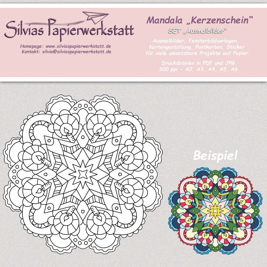 Mandala Kerzenschein - Ausmalbilder für Groß und Klein