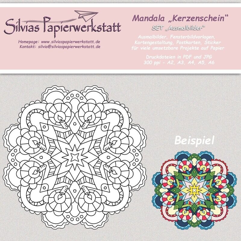 Mandala Kerzenschein - Ausmalbilder für Groß und Klein Mandala Kerzenschein - Ausmalbilder für Groß und Klein