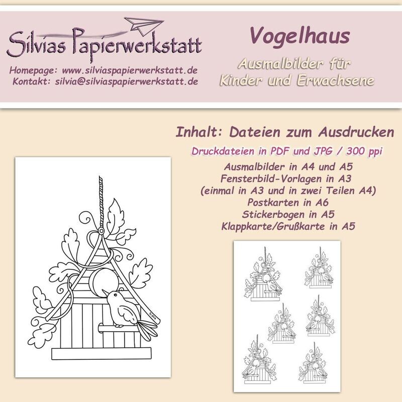 Set zum Colorieren: Vogelhaus