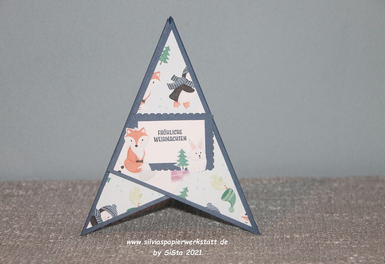 Pyramidenkarte mit Fuchs und Hase